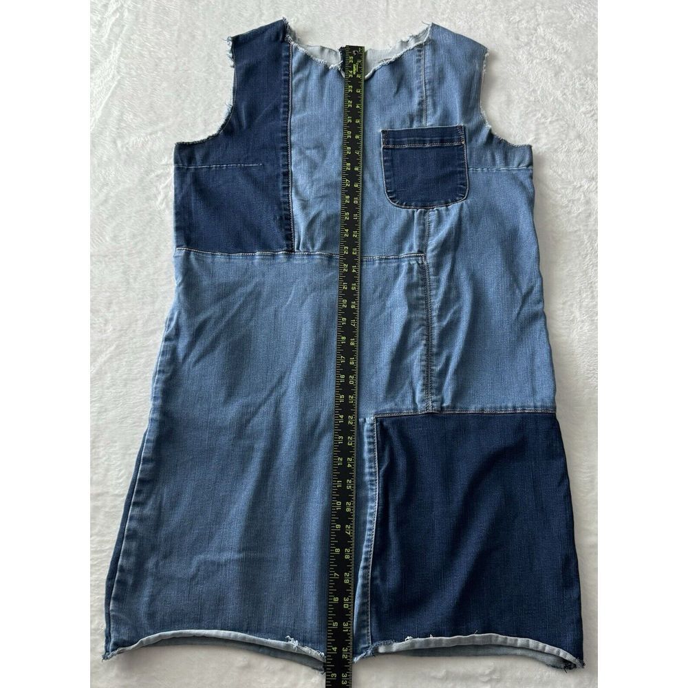 Soho New York & Company Dress Women LARGE Blue Denim Patchwork Stretch Casual - Picture 12 of 13